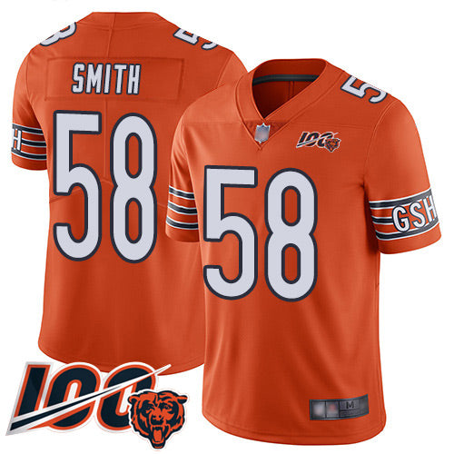 Nike Chicago Bears #58 Roquan Smith Orange Men's Stitched NFL Limited Rush 100th Season Jersey Men's