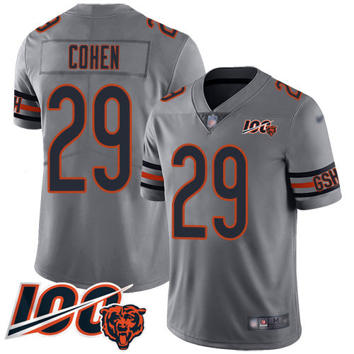 Nike Chicago Bears #29 Tarik Cohen Silver Men's Stitched NFL Limited Inverted Legend 100th Season Jersey Men's
