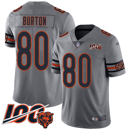 Nike Chicago Bears #80 Trey Burton Silver Men's Stitched NFL Limited Inverted Legend 100th Season Jersey Men's