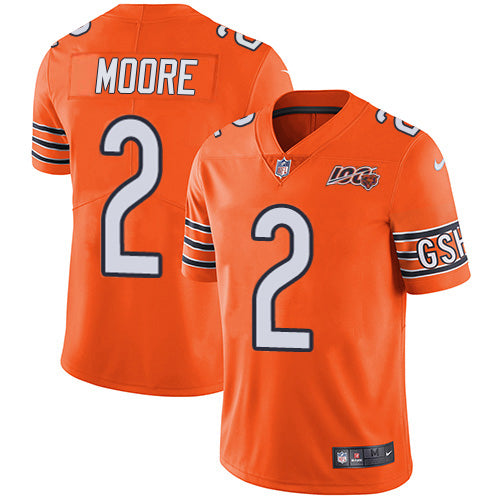 Nike Chicago Bears #2 D.J. Moore Orange Men's Stitched NFL Limited Rush 100th Season Jersey Men's