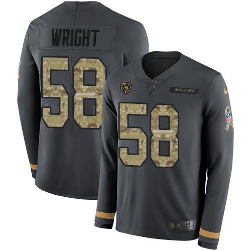 Nike Chicago Bears #58 Darnell Wright Anthracite Salute to Service Men's Stitched NFL Limited Therma Long Sleeve Jersey Men's