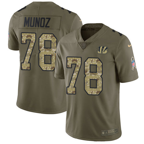 Nike Cincinnati Bengals #78 Anthony Munoz Olive/Camo Men's Stitched NFL Limited 2017 Salute To Service Jersey Men's