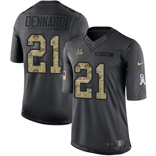 Nike Cincinnati Bengals #21 Darqueze Dennard Black Men's Stitched NFL Limited 2016 Salute to Service Jersey Men's