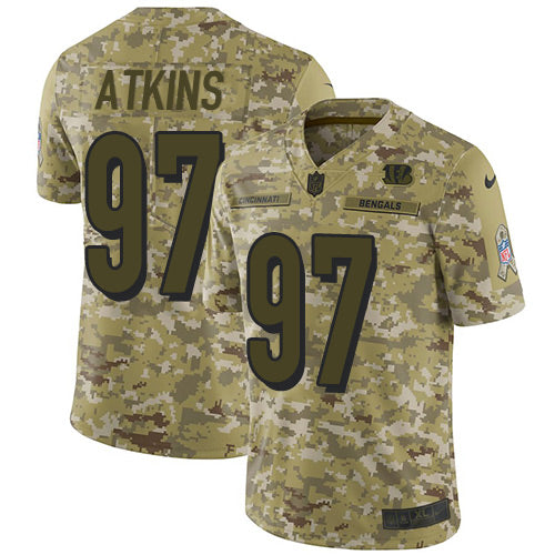 Nike Cincinnati Bengals #97 Geno Atkins Camo Men's Stitched NFL Limited 2018 Salute To Service Jersey Men's