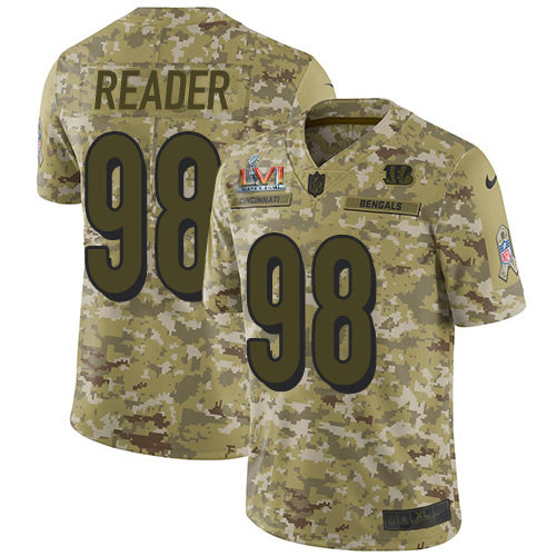 Nike Cincinnati Bengals #98 D.J. Reader Camo Super Bowl LVI Patch Men's Stitched NFL Limited 2018 Salute To Service Jersey Men's