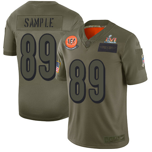 Nike Cincinnati Bengals #89 Drew Sample Camo Super Bowl LVI Patch Men's Stitched NFL Limited 2019 Salute To Service Jersey Men's