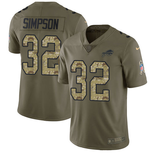 Nike Buffalo Bills #32 O. J. Simpson Olive/Camo Men's Stitched NFL Limited 2017 Salute To Service Jersey Men's