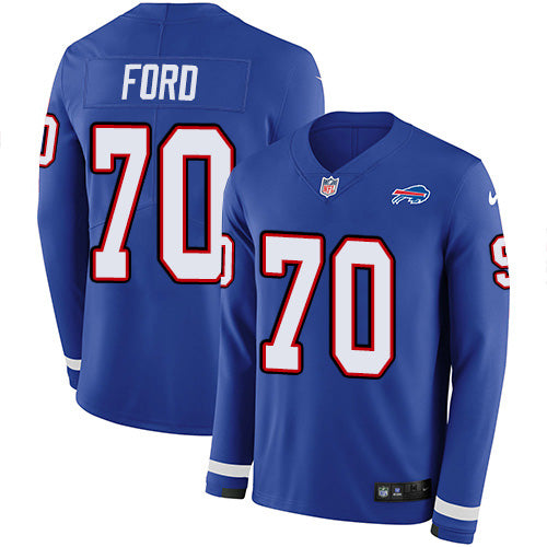 Nike Buffalo Bills #70 Cody Ford Royal Blue Team Color Men's Stitched NFL Limited Therma Long Sleeve Jersey Men's