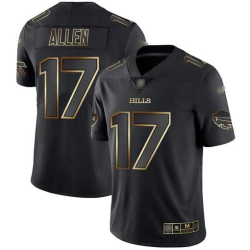 Nike Buffalo Bills #17 Josh Allen Black/Gold Men's Stitched NFL Vapor Untouchable Limited Jersey Men's