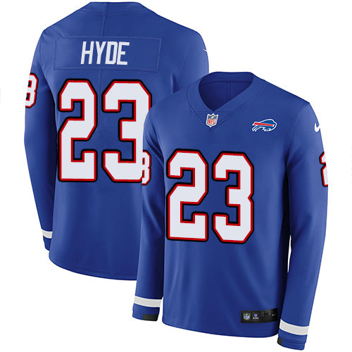 Nike Buffalo Bills #23 Micah Hyde Royal Blue Team Color Men's Stitched NFL Limited Therma Long Sleeve Jersey Men's