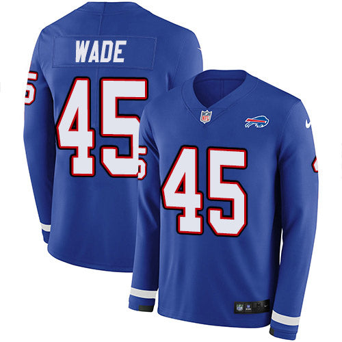 Nike Buffalo Bills #45 Christian Wade Royal Blue Team Color Men's Stitched NFL Limited Therma Long Sleeve Jersey Men's