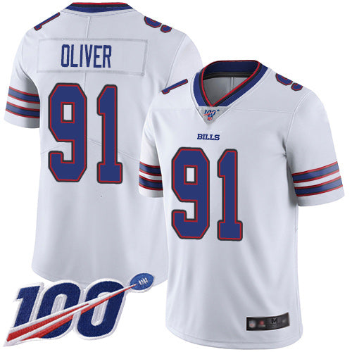 Nike Buffalo Bills #91 Ed Oliver White Men's Stitched NFL 100th Season Vapor Limited Jersey Men's