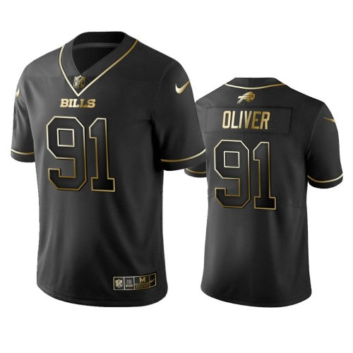 Nike Buffalo Bills #91 Ed Oliver Black Golden Limited Edition Stitched NFL Jersey Men's