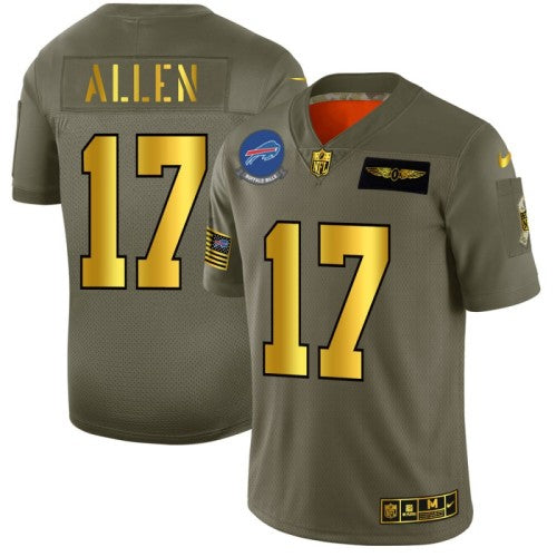 Buffalo Buffalo Bills #17 Josh Allen NFL Men's Nike Olive Gold 2019 Salute to Service Limited Jersey Men's