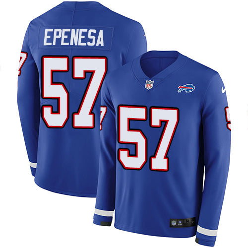 Nike Buffalo Bills #57 A.J. Epenesas Royal Blue Team Color Men's Stitched NFL Limited Therma Long Sleeve Jersey Men's