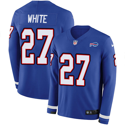 Nike Buffalo Bills #27 Tre'Davious White Royal Blue Team Color Men's Stitched NFL Limited Therma Long Sleeve Jersey Men's
