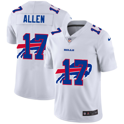 Buffalo Buffalo Bills #17 Josh Allen White Men's Nike Team Logo Dual Overlap Limited NFL Jersey Men's