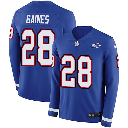 Nike Buffalo Bills #28 E.J. Gaines Royal Blue Team Color Men's Stitched NFL Limited Therma Long Sleeve Jersey Men's