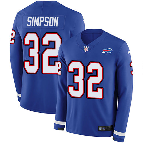 Nike Buffalo Bills #32 O. J. Simpson Royal Blue Team Color Men's Stitched NFL Limited Therma Long Sleeve Jersey Men's
