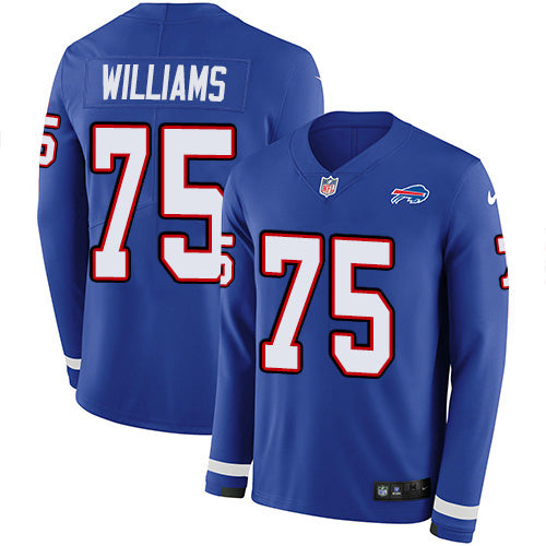 Nike Buffalo Bills #75 Daryl Williams Royal Blue Team Color Men's Stitched NFL Limited Therma Long Sleeve Jersey Men's