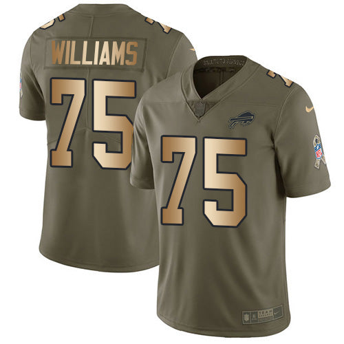 Nike Buffalo Bills #75 Daryl Williams Olive/Gold Men's Stitched NFL Limited 2017 Salute To Service Jersey Men's