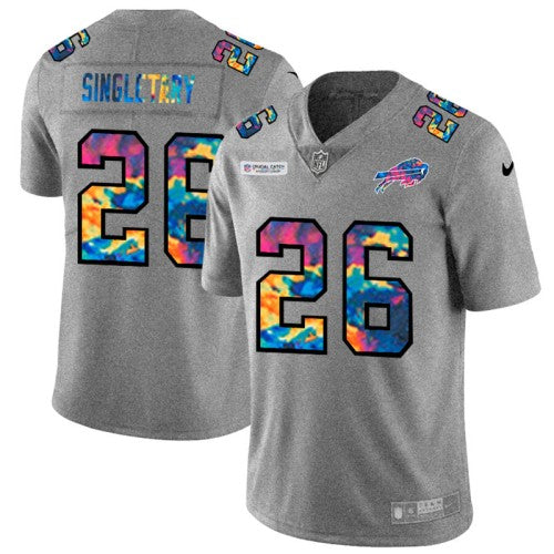 Buffalo Buffalo Bills #26 Devin Singletary Men's Nike Multi-Color 2020 NFL Crucial Catch NFL Jersey Greyheather Men's