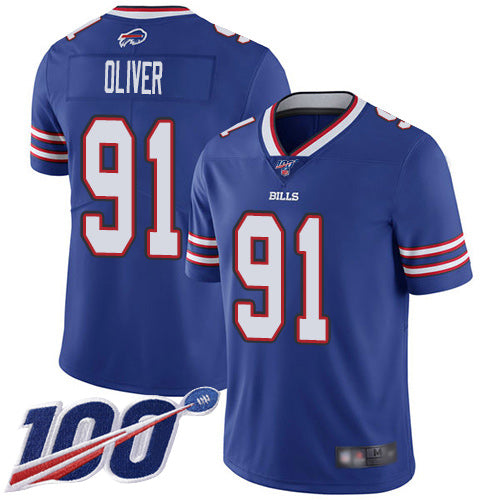 Nike Buffalo Bills #91 Ed Oliver Royal Blue Team Color Men's Stitched NFL 100th Season Vapor Limited Jersey Men's