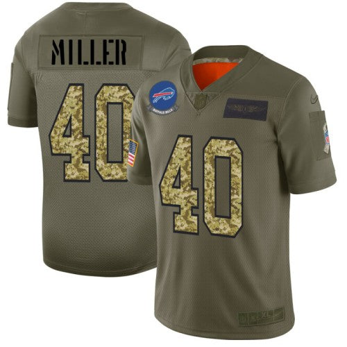 Buffalo Buffalo Bills #40 Von Miller Men's Nike 2019 Olive Camo Salute To Service Limited NFL Jersey Men's