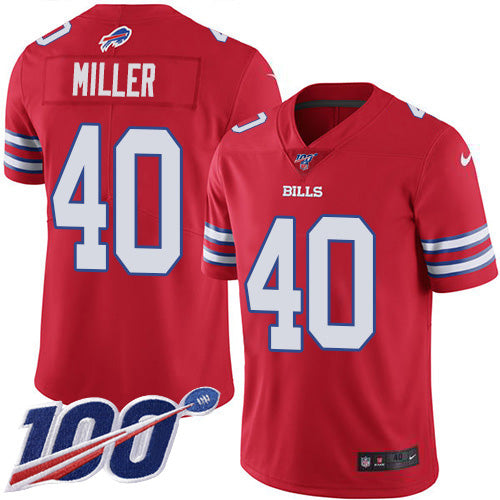 Nike Buffalo Bills #40 Von Miller Red Men's Stitched NFL Limited Rush 100th Season Jersey Men's