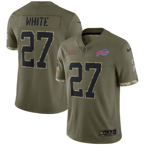 Buffalo Buffalo Bills #27 Ttredavious White Nike Men's 2022 Salute To Service Limited Jersey - Olive Men's