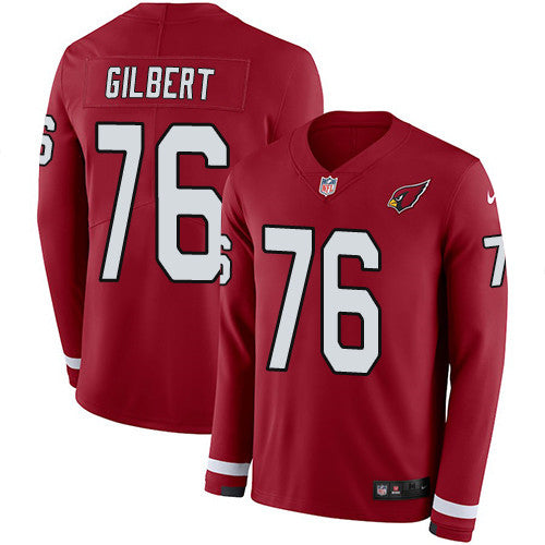 Nike Arizona Cardinals #76 Marcus Gilbert Red Team Color Men's Stitched NFL Limited Therma Long Sleeve Jersey Men's
