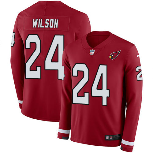 Nike Arizona Cardinals #24 Adrian Wilson Red Team Color Men's Stitched NFL Limited Therma Long Sleeve Jersey Men's