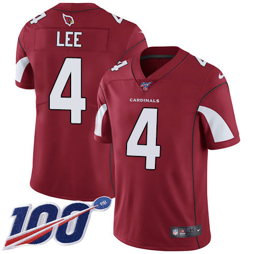 Nike Arizona Cardinals #4 Andy Lee Red Team Color Men's Stitched NFL 100th Season Vapor Limited Jersey Men's