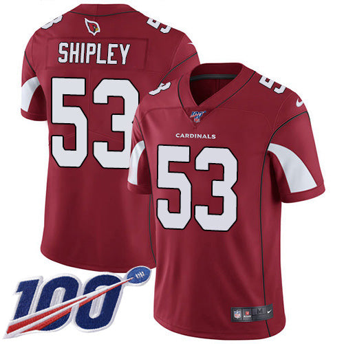 Nike Arizona Cardinals #53 A.Q. Shipley Red Team Color Men's Stitched NFL 100th Season Vapor Limited Jersey Men's