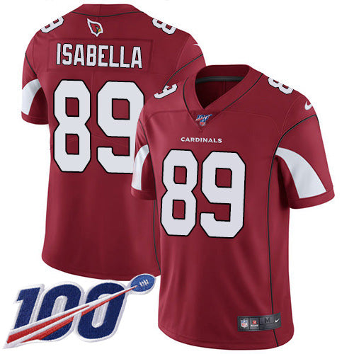 Nike Arizona Cardinals #89 Andy Isabella Red Team Color Men's Stitched NFL 100th Season Vapor Limited Jersey Men's