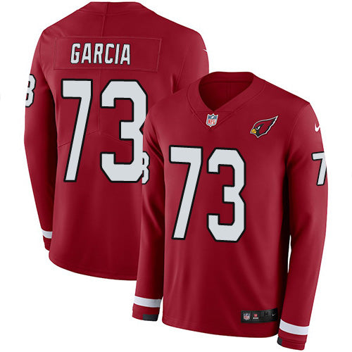 Nike Arizona Cardinals #73 Max Garcia Red Team Color Men's Stitched NFL Limited Therma Long Sleeve Jersey Men's