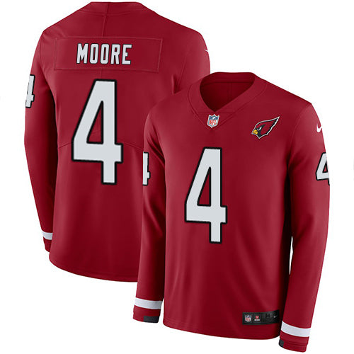 Nike Arizona Cardinals #4 Rondale Moore Red Team Color Men's Stitched NFL Limited Therma Long Sleeve Jersey Men's