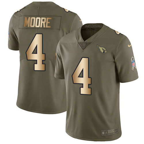 Nike Arizona Cardinals #4 Rondale Moore Olive/Gold Men's Stitched NFL Limited 2017 Salute To Service Jersey Men's