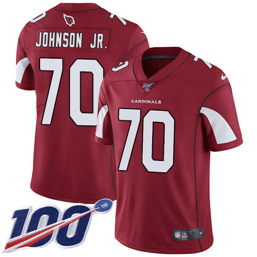 Nike Arizona Cardinals #70 Paris Johnson Jr. Red Team Color Men's Stitched NFL 100th Season Vapor Untouchable Limited Jersey Men's