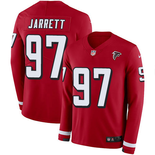 Nike Atlanta Falcons #97 Grady Jarrett Red Team Color Men's Stitched NFL Limited Therma Long Sleeve Jersey Men's