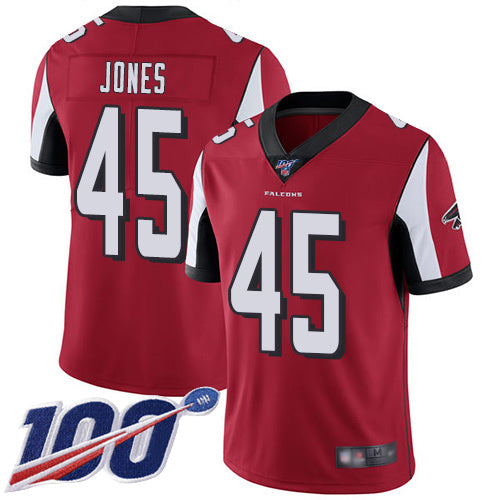 Nike Atlanta Falcons #45 Deion Jones Red Team Color Men's Stitched NFL 100th Season Vapor Limited Jersey Men's