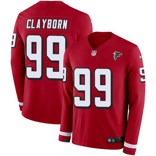 Nike Atlanta Falcons #99 Adrian Clayborn Red Team Color Men's Stitched NFL Limited Therma Long Sleeve Jersey Men's