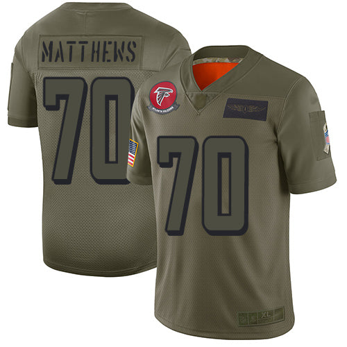 Nike Atlanta Falcons #70 Jake Matthews Camo Men's Stitched NFL Limited 2019 Salute To Service Jersey Men's