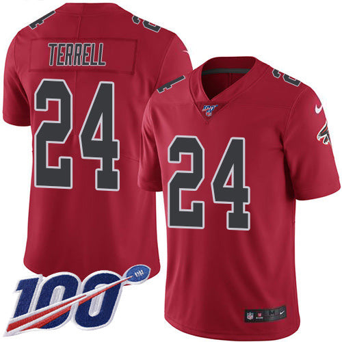 Nike Atlanta Falcons #24 A.J. Terrell Red Men's Stitched NFL Limited Rush 100th Season Jersey Men's