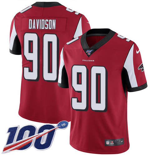 Nike Atlanta Falcons #90 Marlon Davidson Red Team Color Men's Stitched NFL 100th Season Vapor Untouchable Limited Jersey Men's
