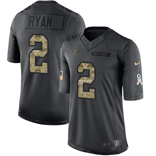 Nike Atlanta Falcons #2 Matt Ryan Black Men's Stitched NFL Limited 2016 Salute To Service Jersey Men's