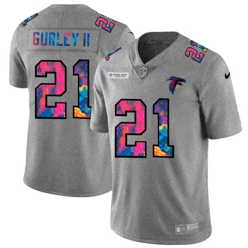 Atlanta Atlanta Falcons #21 Todd Gurley II Men's Nike Multi-Color 2020 NFL Crucial Catch NFL Jersey Greyheather Men's