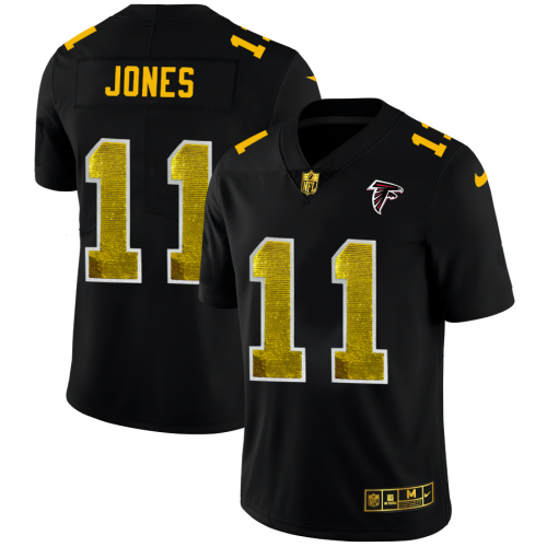 Atlanta Atlanta Falcons #11 Julio Jones Men's Black Nike Golden Sequin Vapor Limited NFL Jersey Men's