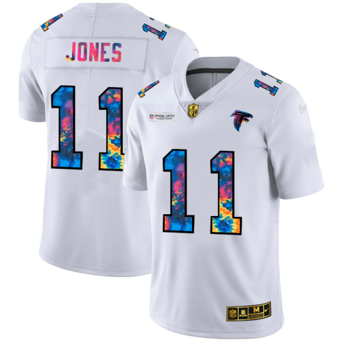 Atlanta Atlanta Falcons #11 Julio Jones Men's White Nike Multi-Color 2020 NFL Crucial Catch Limited NFL Jersey Men's