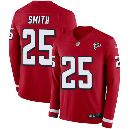 Nike Atlanta Falcons #25 Ito Smith Red Team Color Men's Stitched NFL Limited Therma Long Sleeve Jersey Men's